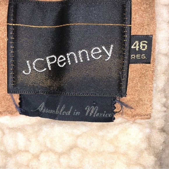 Vintage JC Penny Rancher Suede Trucker Jacket Sherpa Lined Mens 46 Reg Snaps - Picture 5 of 8